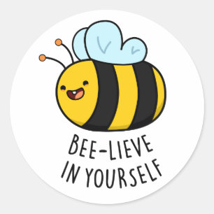 Adesivo Redondo Abelha em si mesma Bee Pun