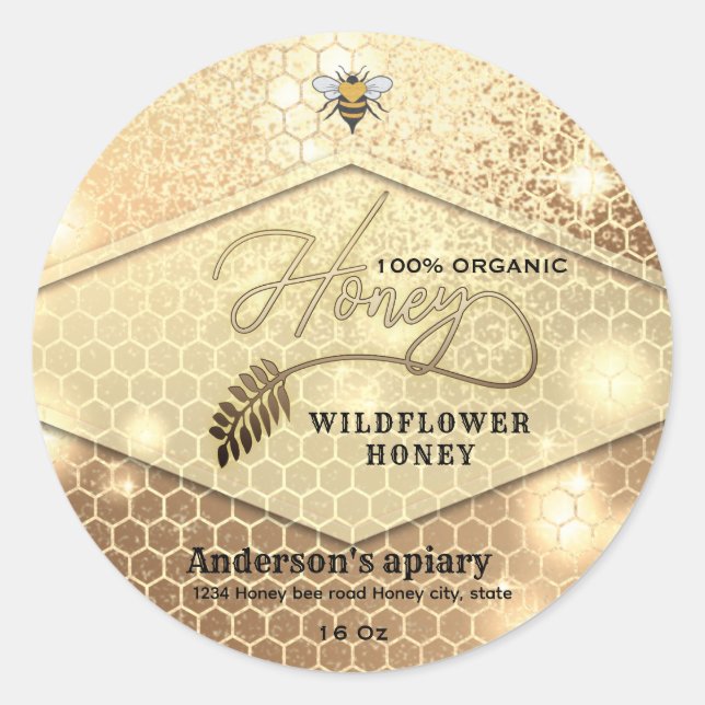 Adesivo Redondo Abelha esmagadora moderna (Frente)