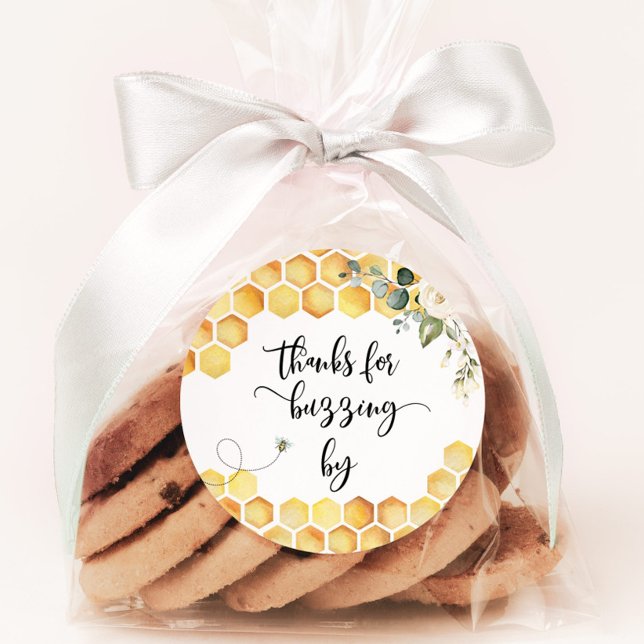 Adesivo Redondo Abelha obrigado você por zumbido (Criador carregado)