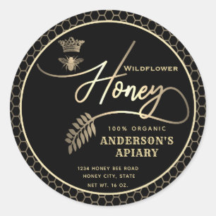 Adesivo Redondo Abelha rainha do mel moderno