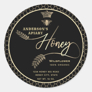 Adesivo Redondo Abelha rainha do ramo do mel moderno