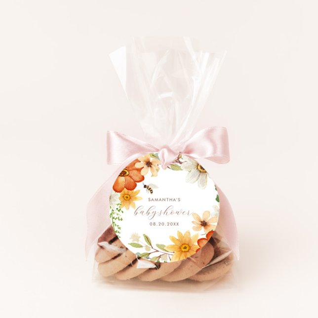 Adesivo Redondo Abelhas Como Podem | Chá de fraldas de Primavera f (Criador carregado)