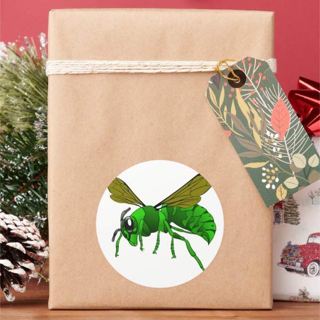 Adesivo Redondo Abelhas de cartoon verde e limão (Feriado)