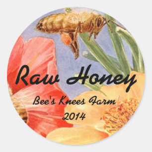 Adesivo Redondo Abelhas de colocação em latas Home do mel do