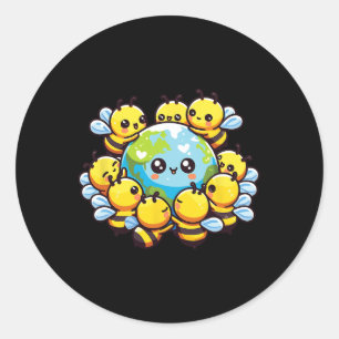 Adesivo Redondo Abelhas de Kawaii, o globo terrestre