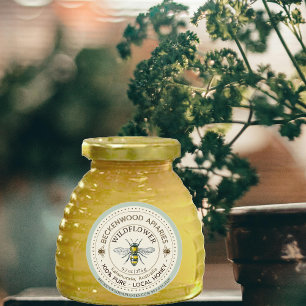 Adesivo Redondo Abelhas de mel amarelas Rotulagem de mel Bordo Azu