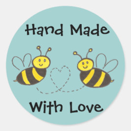 Adesivo Redondo Abelhas de mel com coração