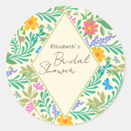 Adesivo Redondo Abelhas De Mel, Ladybug, Borboleta, Dragonfly & Fl