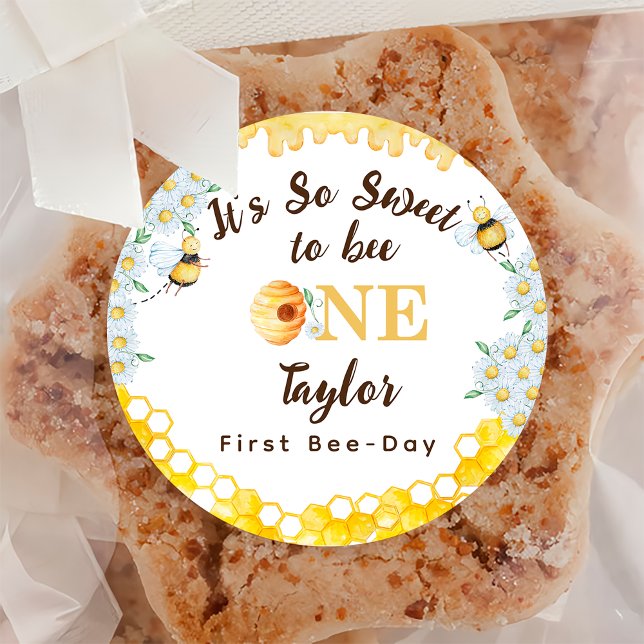 Adesivo Redondo Abelhas de Mel Primeiro Aniversário do Dia da Abel (Criador carregado)