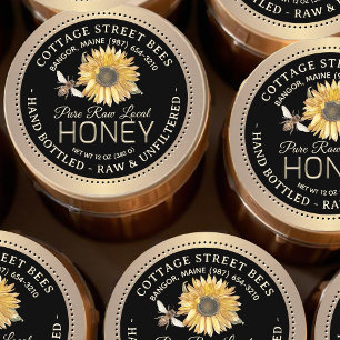Adesivo Redondo Abelhas Douradas de Sunflower Farmhouse Mel