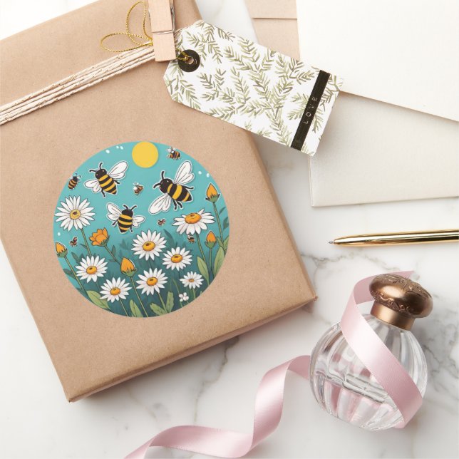 Adesivo Redondo Abelhas e Visitas (Presentear)