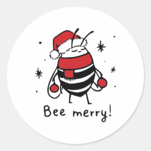 Adesivo Redondo Abelhas Felizes Engraçadas Presentes de Natal Alug