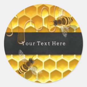 Adesivo Redondo Abelhas na Captura Personalizada de Hive Honeycomb
