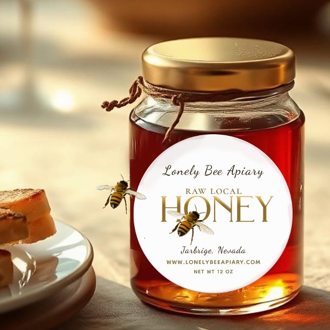 Adesivo Redondo Abelhas voadoras Raw Raw Local Mel White (Criador carregado)