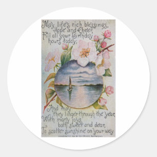 Adesivo Redondo Abençoações de Aniversário