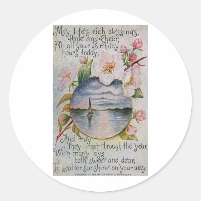 Adesivo Redondo Abençoações de Aniversário (Frente)