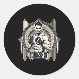 Adesivo Redondo Abençoada Mma Bjj Kickboxing Muay Thai Boxage F