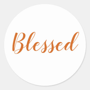 Adesivo Redondo Abençoada peça laranja moderna roteiro de graças