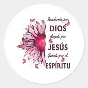 Adesivo Redondo Abençoado por Deus Amado por Jesus