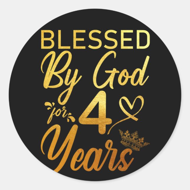 Adesivo Redondo Abençoado por Deus por 40 anos de fé aniversário d (Frente)