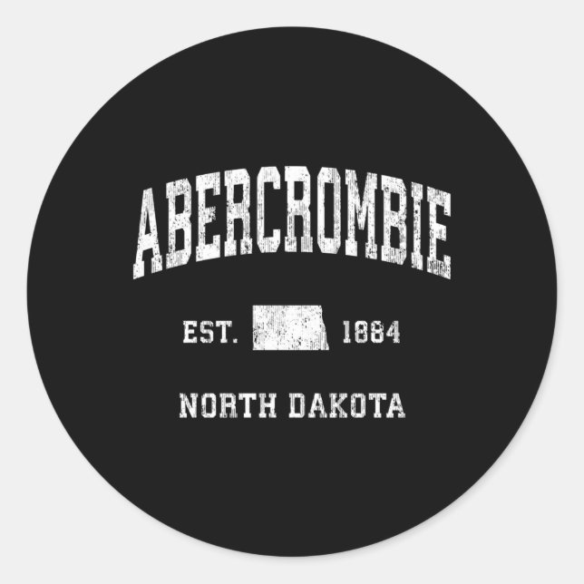 Adesivo Redondo Abercrombie North Dakota Nd Athletic Sports (Frente)