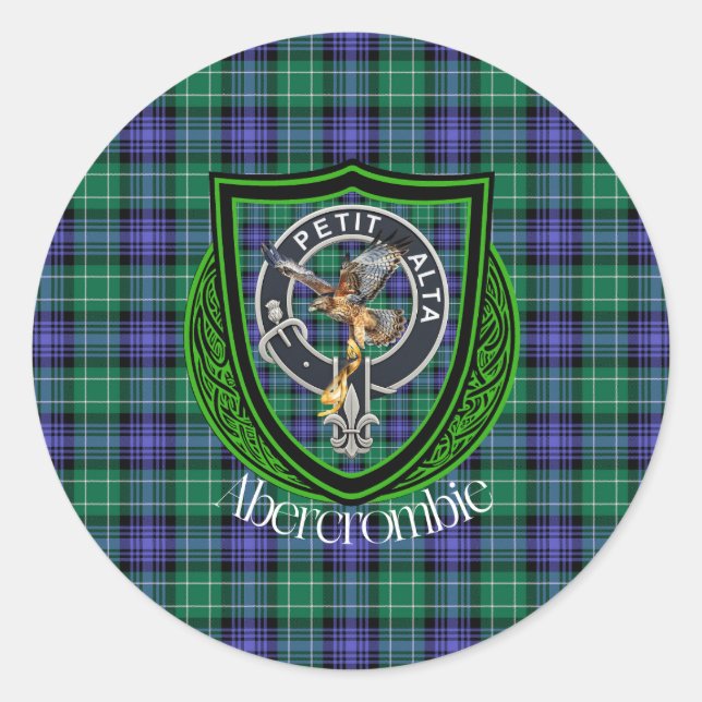 Adesivo Redondo Abercrombie Scottish Clan Tartan & Crest (Frente)