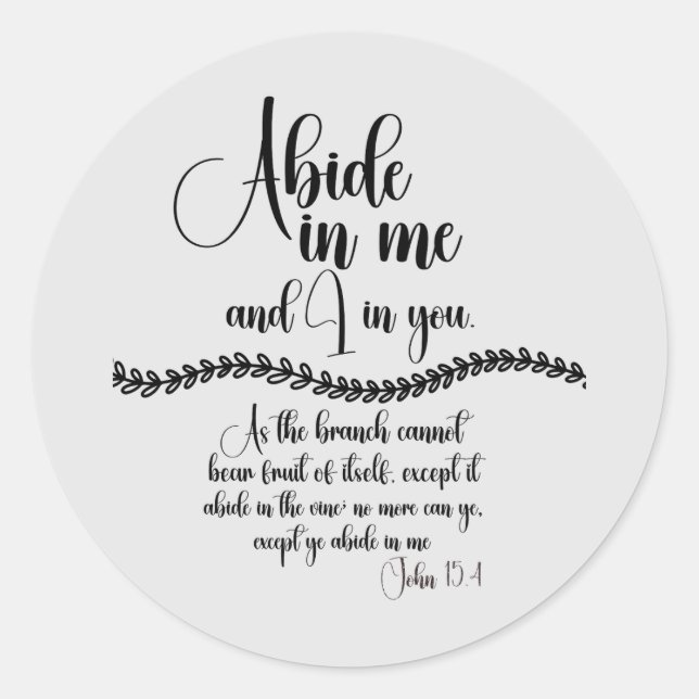 Adesivo Redondo Abide in Me KJV Bíblia Verse (Frente)
