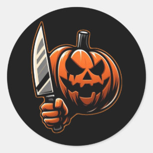 Adesivo Redondo Abóbora Assassina - Halloween Horror Jack-o-Lanter