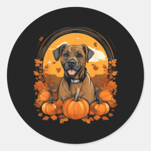 Adesivo Redondo Abóbora Black Mouth Cur Cão Halloween Dia de Ação
