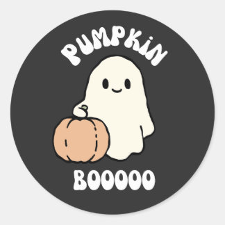 Adesivo Redondo Abóbora Boo Halloween Fantasma Fofo Assustador Out