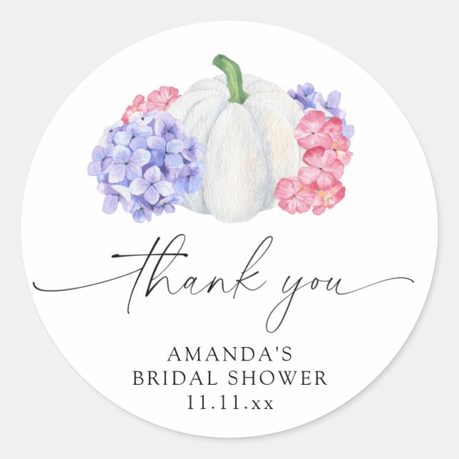Adesivo Redondo Abóbora branca e chá de panela de flores de hydran (Frente)