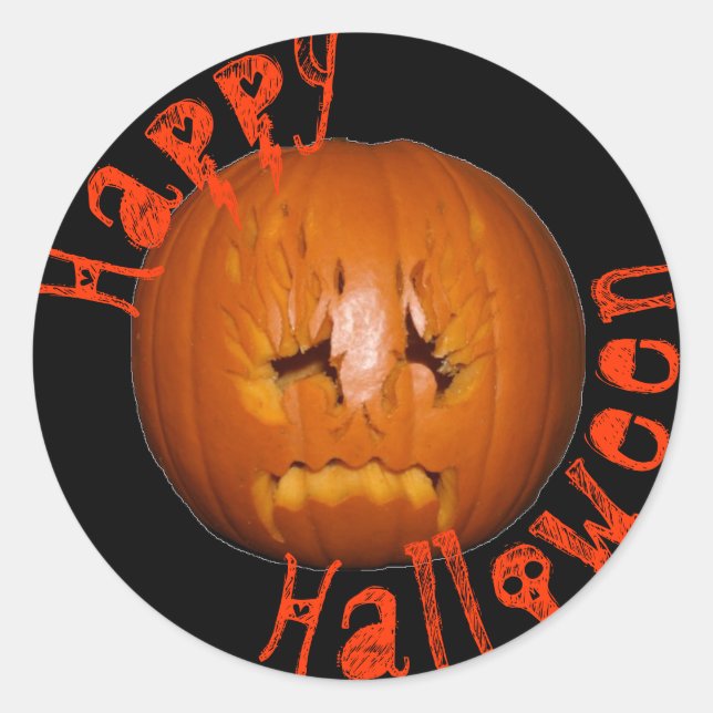 Adesivo Redondo Abóbora, Chamas Tristes (Frente)