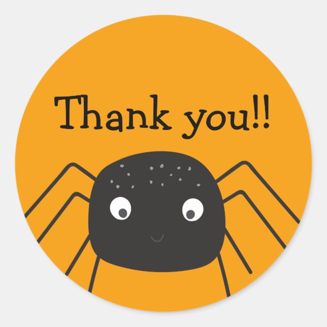 Adesivo Redondo Abóbora-de-aranha branca laranja Obrigado (Frente)