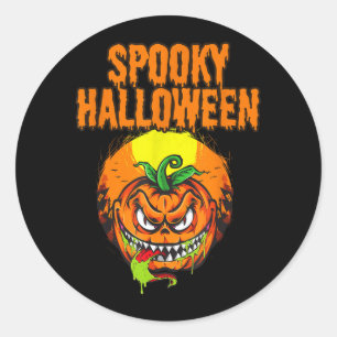 Adesivo Redondo Abóbora de Halloween Assustadora