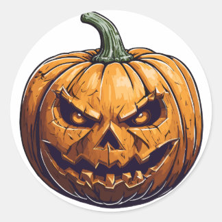 Adesivo Redondo Abóbora de Halloween com olhos iluminados
