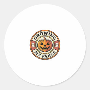 Adesivo Redondo Abóbora de Halloween Crescendo Meus Dentes Badge V