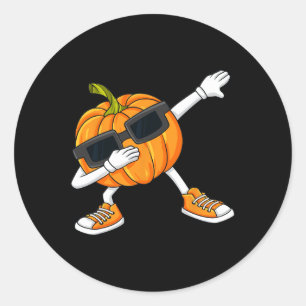 Adesivo Redondo Abóbora de Halloween Dabbing Dia de Ação de Graças