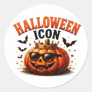 Adesivo Redondo 👑 Abóbora de Halloween Dito Divertido 🎃