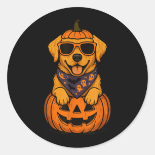 Adesivo Redondo Abóbora de Halloween do Labrador Retriever Amarelo