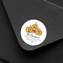 Adesivo Redondo Abóbora de Halloween Fofa Endereço de Devolução