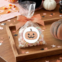 Adesivo Redondo Abóbora de Halloween Pastel Suave Laranja ID1325