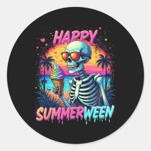 Adesivo Redondo Abóbora de Melancia de Verão Feliz Summerween