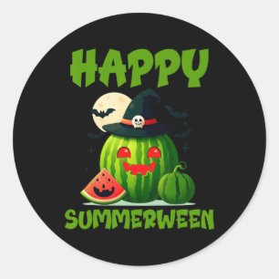 Adesivo Redondo Abóbora de melancia de verão feliz Summerween