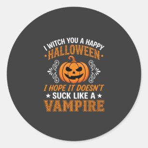 Adesivo Redondo Abóbora de Vampiro de Halloween Engraçado
