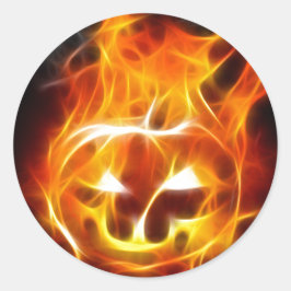 Adesivo Redondo Abóbora do Halloween em Fogo