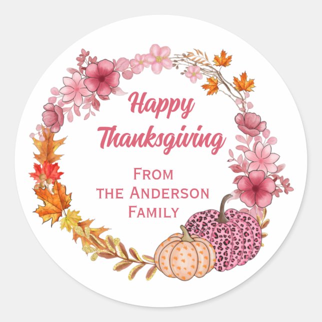 Adesivo Redondo Abóbora E Fuselagem De Flores (Frente)