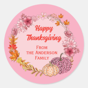 Adesivo Redondo Abóbora E Fuselagem De Flores