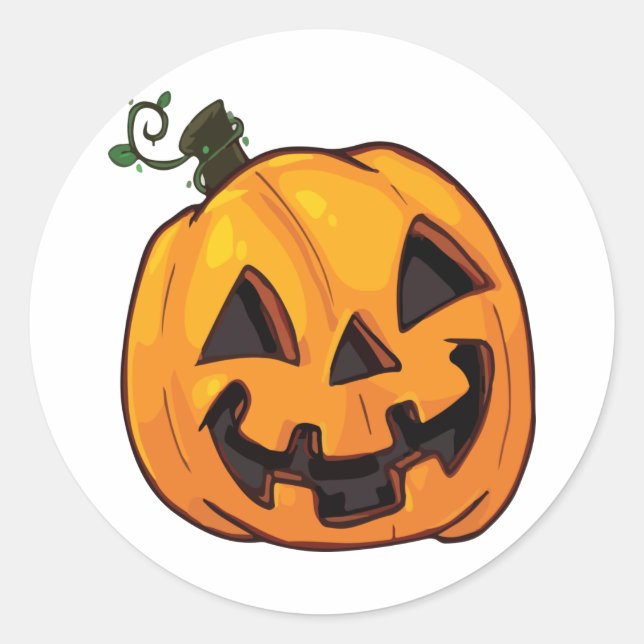 Adesivo Redondo Abóbora engraçada de Halloween (Frente)