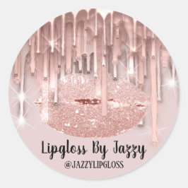 Adesivo Redondo Abóbora-Lábios Arrepios Rosa