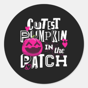 Adesivo Redondo Abóbora Mais Corajosa No Patch Halloween Garotas B